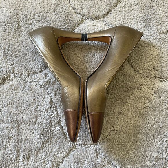 Vintage 1980s Pancaldi Pumps‎ Two Tone Gold Sz 7AA Made in Italy - Picture 9 of 13